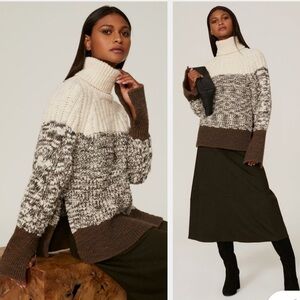 3.1 Phillip Lim Chunky Knit Long Sleeve Turtleneck‎ Sweater Brown size Xsmall